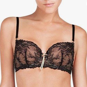 Heidi Klum Natural French Lace Underwire Bra Black Size 32C